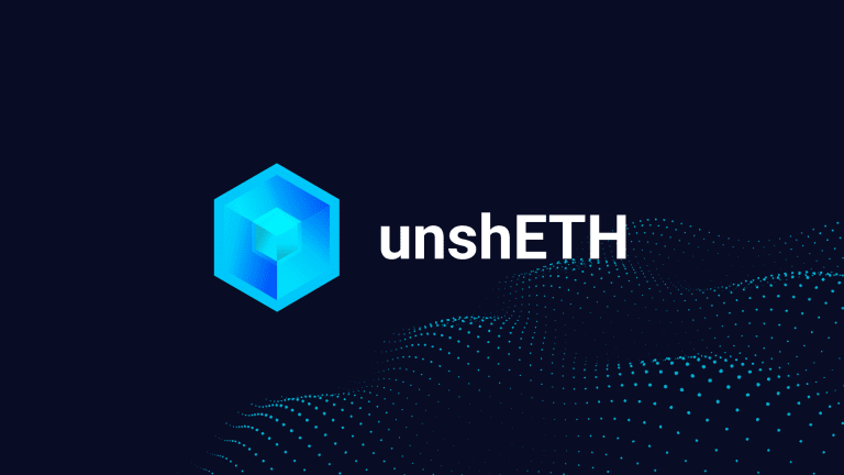 unshETH Banner for Ion Protocol Blog blue and black horizontal
