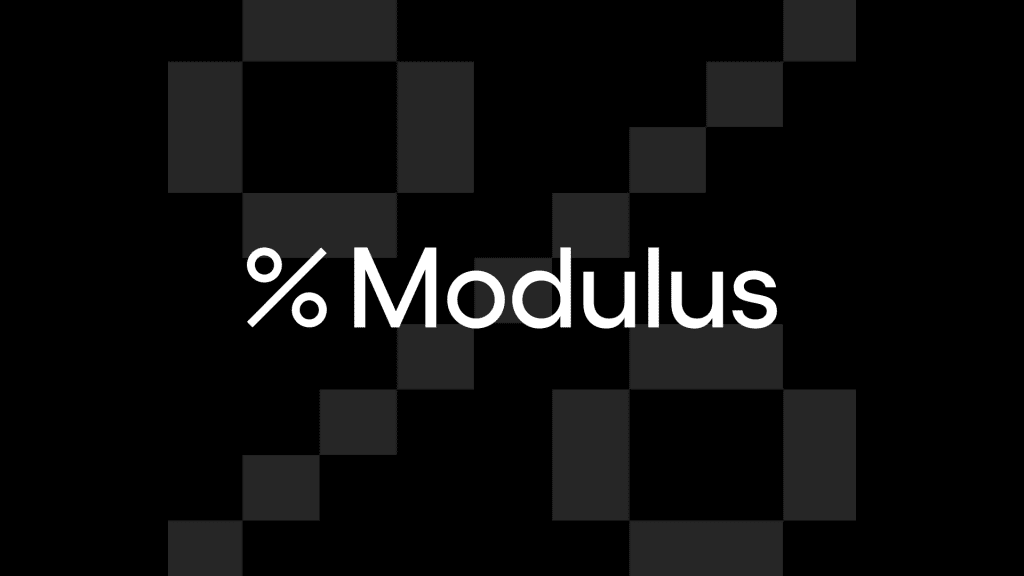 Modulus Banner for Ion Protocol Blog, pixel logo, black, grey and white horizontal