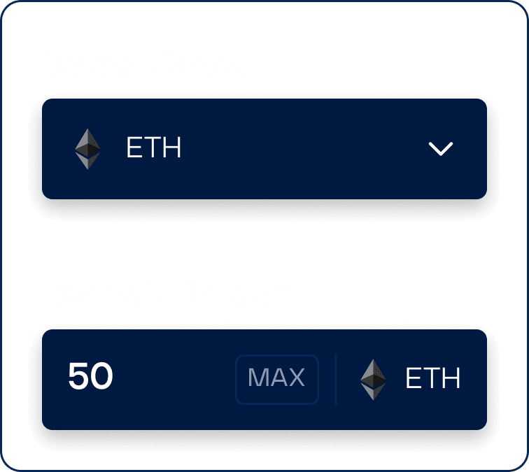 Lend, Deposit ETH and LSTs to earn interest and staking yield, select asset, deposit amount