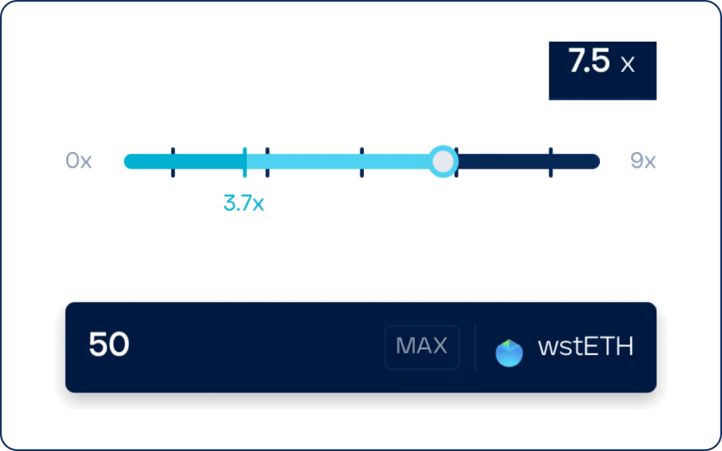 Borrow, Collateralize LRTs to borrow ETH and LSTs to earn amplified restaking rewards, select target multiplier, select borrow amount